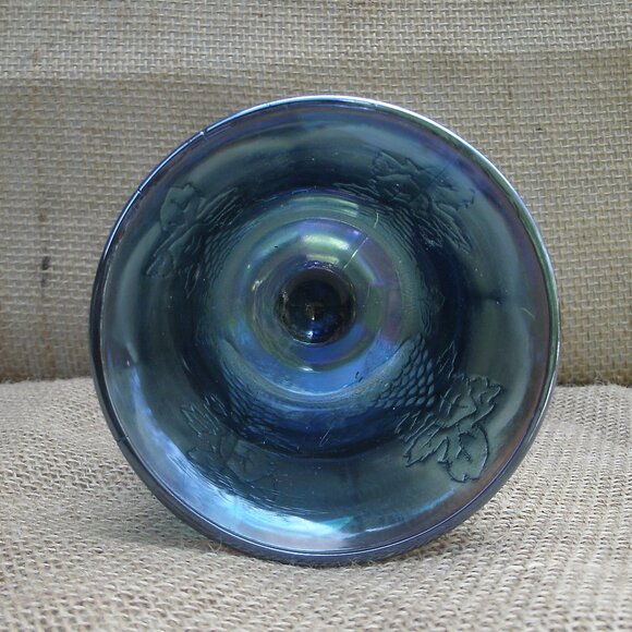 Vintage Indiana Glass Blue Carnival Grapes Goblet - Picture 11 of 16